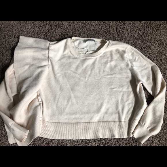 Zara Side Ruffle Cropped Sweater - Picture 3 of 7